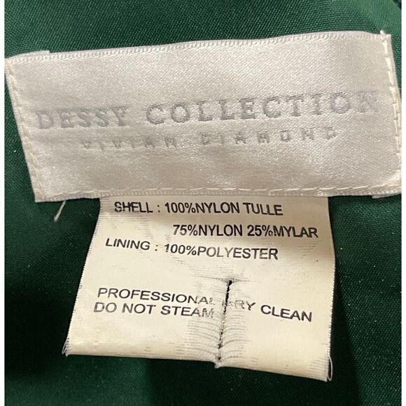 Dessy Collection Womens Size 2 V Neck Soft Tulle Hunter Green Evening Prom Dress - Picture 8 of 15